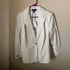 Lane Bryant Women's Pinstripe Blazer - Cream and Black
